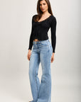 Pantalones vaqueros bootcut de denim elástico Toxik3 Tamaño bajo