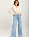 Toxik3 wide denim jean pants Lyocell embroidered pocket