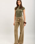 Toxik3 pantalon jean bootcut denim stretch accessoire pendentif