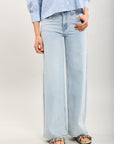 Toxik3 pantalon jean wide denim Lyocell pailleté strass