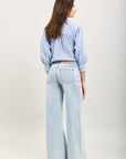 Toxik3 pantalon jean wide denim Lyocell pailleté strass