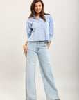 Toxik3 pantalon jean wide denim Lyocell pailleté strass