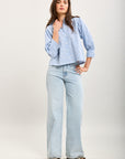 Toxik3 pantalon jean wide denim Lyocell pailleté strass