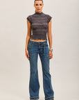 Toxik3 pantalon jean bootcut denim stretch ourlet brodé