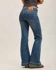 Toxik3 pantalon jean bootcut denim stretch ourlet brodé