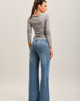 Toxik3 full rhinestone stretch wide denim jeans