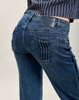 Toxik3 stretch denim bootcut jean pants bellows pockets