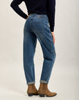 Toxik3-sterren stretch denim mom jeansbroek met strasssteentjes