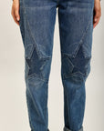 Toxik3-sterren stretch denim mom jeansbroek met strasssteentjes
