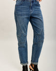 Toxik3-sterren stretch denim mom jeansbroek met strasssteentjes