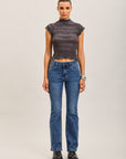 Toxik3 stretch denim bootcut jean pants with topstitched pattern