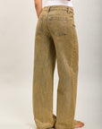 Toxik3 pantalon jean extra-wide denim stretch full strass gold