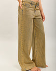 Toxik3 pantalon jean extra-wide denim stretch full strass gold