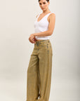 Toxik3 pantalon jean extra-wide denim stretch full strass gold