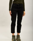 Pantalones vaqueros estilo boyfriend de denim elástico con puños minimalistas Toxik3