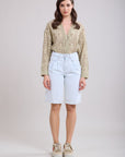 Bermudas Toxik3 de denim elástico plisado