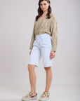 Bermudas Toxik3 de denim elástico plisado