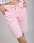 Bermudas Toxik3 de denim elástico plisado