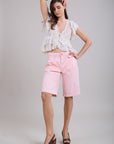 Bermudas Toxik3 de denim elástico plisado