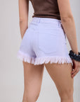 Toxik3 Stretch-Jeansshorts mit Fransenrand