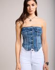 Toxik3 Top Bustier Denim with buttons
