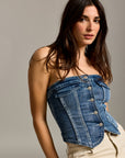 Toxik3 top bustier denim à boutons
