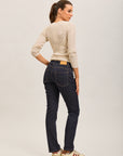 Toxik3 straight stretch denim jean pants with yellow topstitching