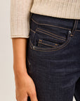 Toxik3 straight stretch denim jean pants with yellow topstitching