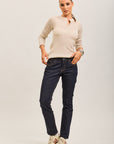 Toxik3 straight stretch denim jean pants with yellow topstitching