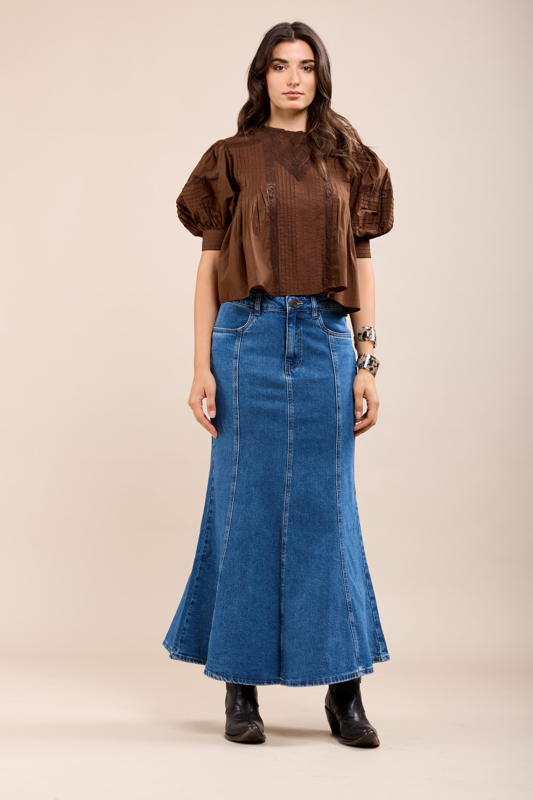 L'Appartement Denim Layered Skirt サイズ34 Toxik3 long trumpet stretch denim skirt