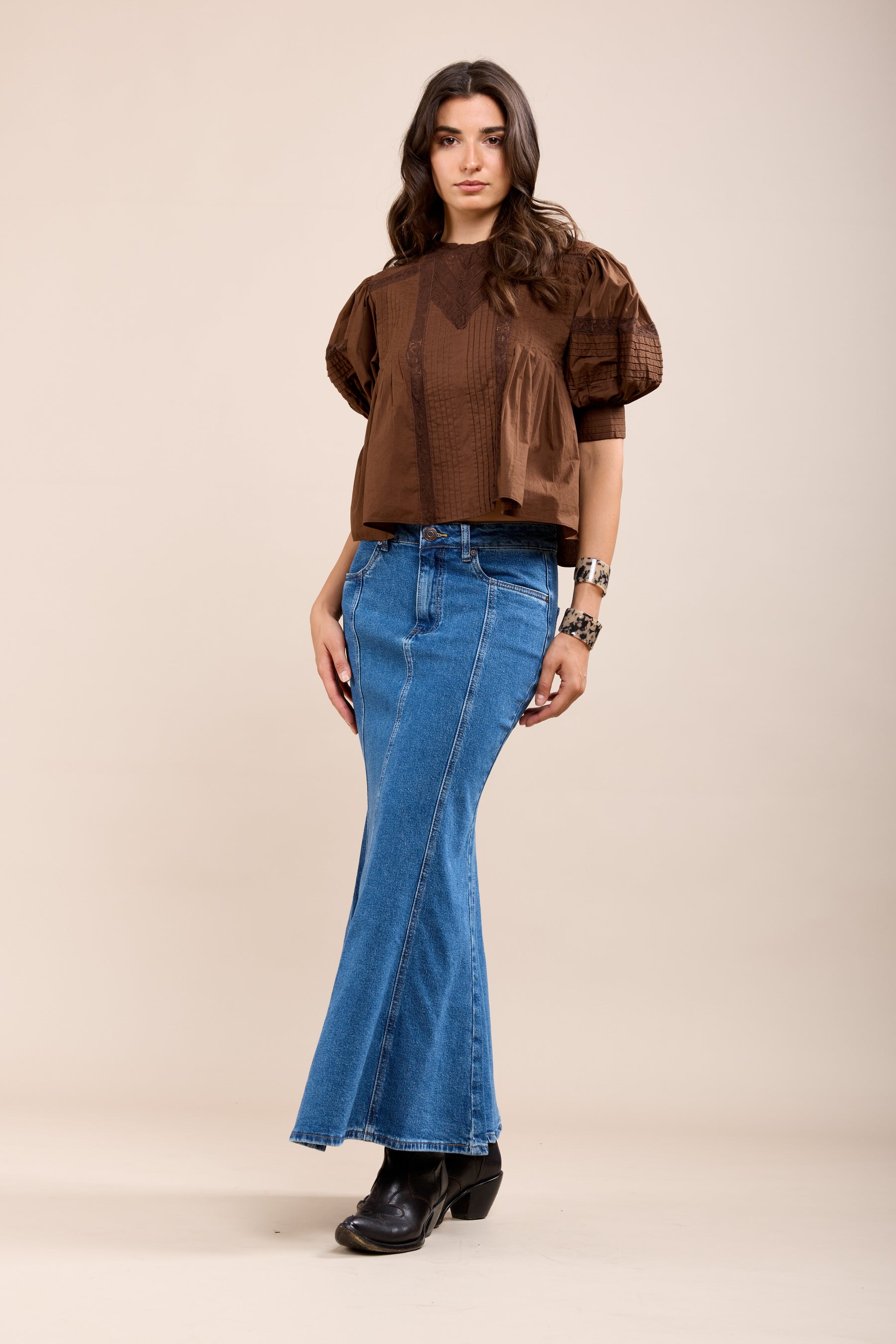 tukimi★ Toxik3 lange trompetstretch denimrok