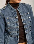 Toxik3 veste en jean officier boutons