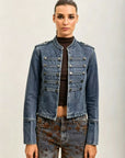 Toxik3 veste en jean officier boutons