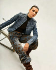 Toxik3 veste en jean officier boutons