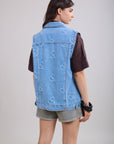 Toxik3 Fan jacket in mid-length jeans without handle core motifs