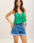 Toxik3 short en jean stretch rayé à revers
