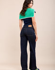 Toxik3 Jean Flare High waist with Gold buttons