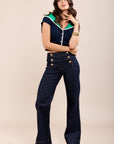 Toxik3 Jean Flare High waist with Gold buttons