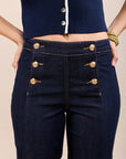 Toxik3 Jean Flare High waist with Gold buttons