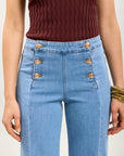 Toxik3 Jean Flare High waist with Gold buttons