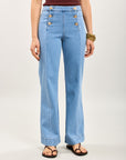 Toxik3 Jean Flare High waist with Gold buttons