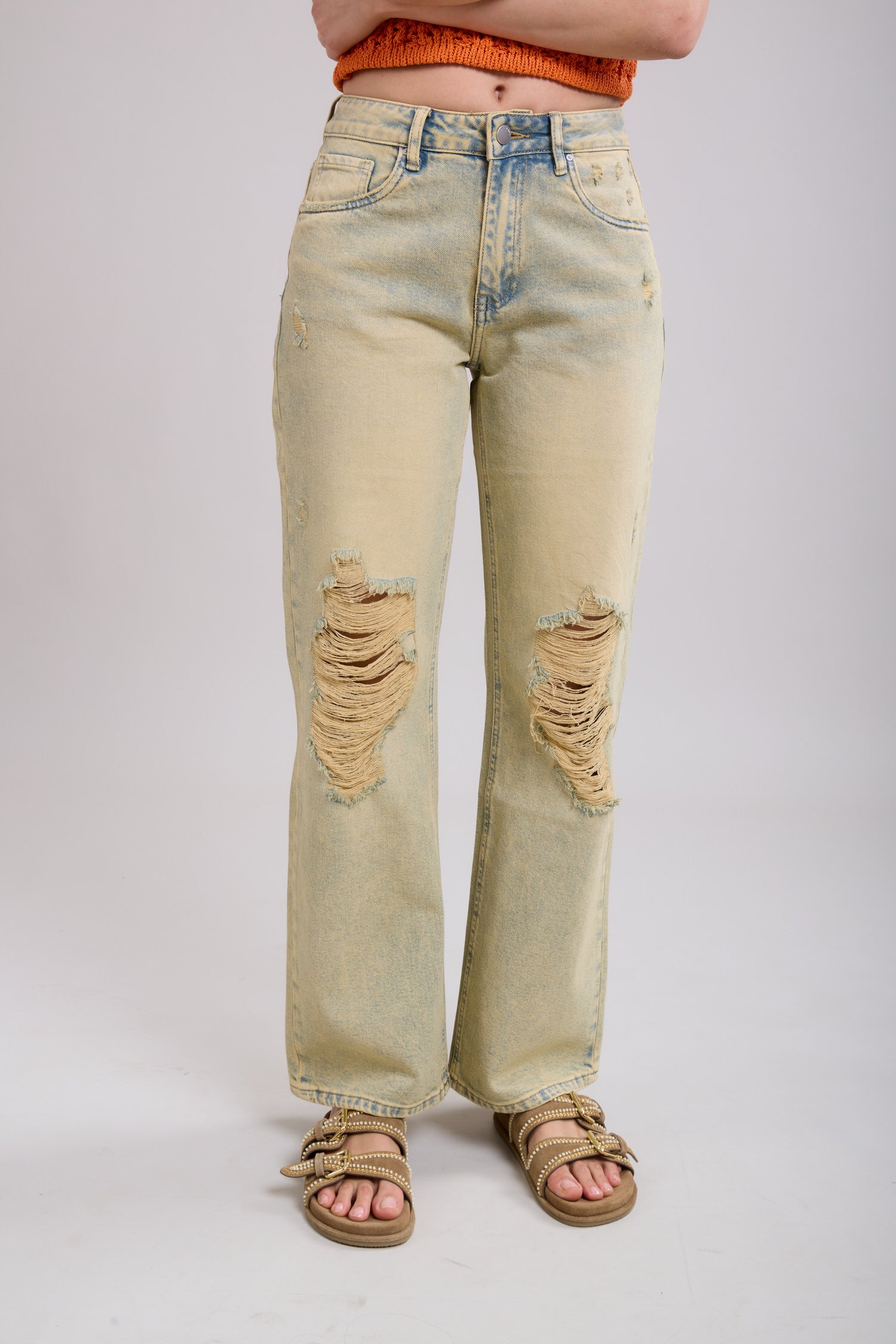 Toxik3 destroyed dirty wash wide leg jeans