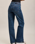 Toxik3 jean droit stretch taille haute poches effilochées