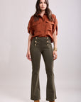 Toxik3 Jean Flare High waist with Gold buttons