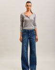 Toxik3 wide stretch jeans with ribbed pleats denim blue