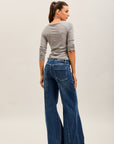Toxik3 wide stretch jeans with ribbed pleats denim blue
