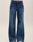 Toxik3 wide stretch jeans with ribbed pleats denim blue