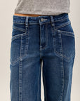 Toxik3 wide stretch jeans with ribbed pleats denim blue