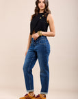 Toxik3 stretch boyfriend jeans with cutouts and cuffs