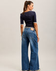 Toxik3 wijde jeans met geribbelde plooien